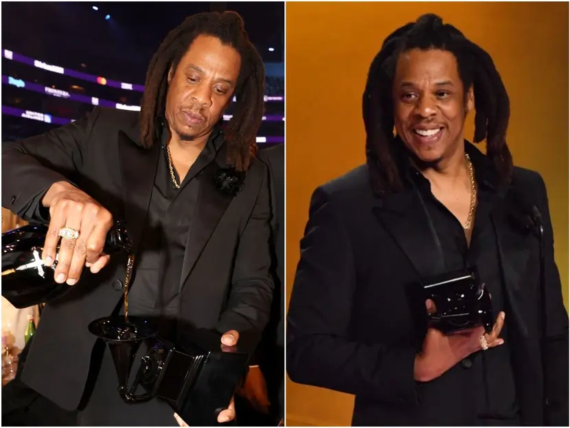 ¡No soportó! Jay-Z usa su premio Grammy como copa de coñac durante ceremonia