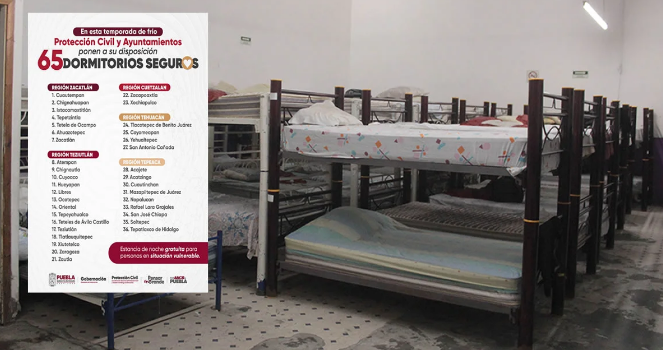 Gobierno de Puebla implementa 65 dormitorios para proteger a personas en situación vulnerable